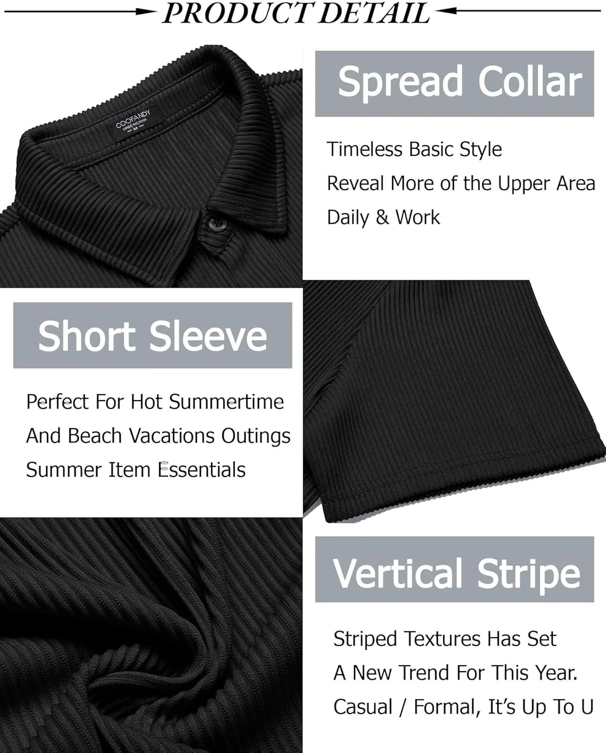 COOFANDY Men's Casual Shirts Short Sleeve Button Down Shirt for Men Wedding Beach Fashion Shirt