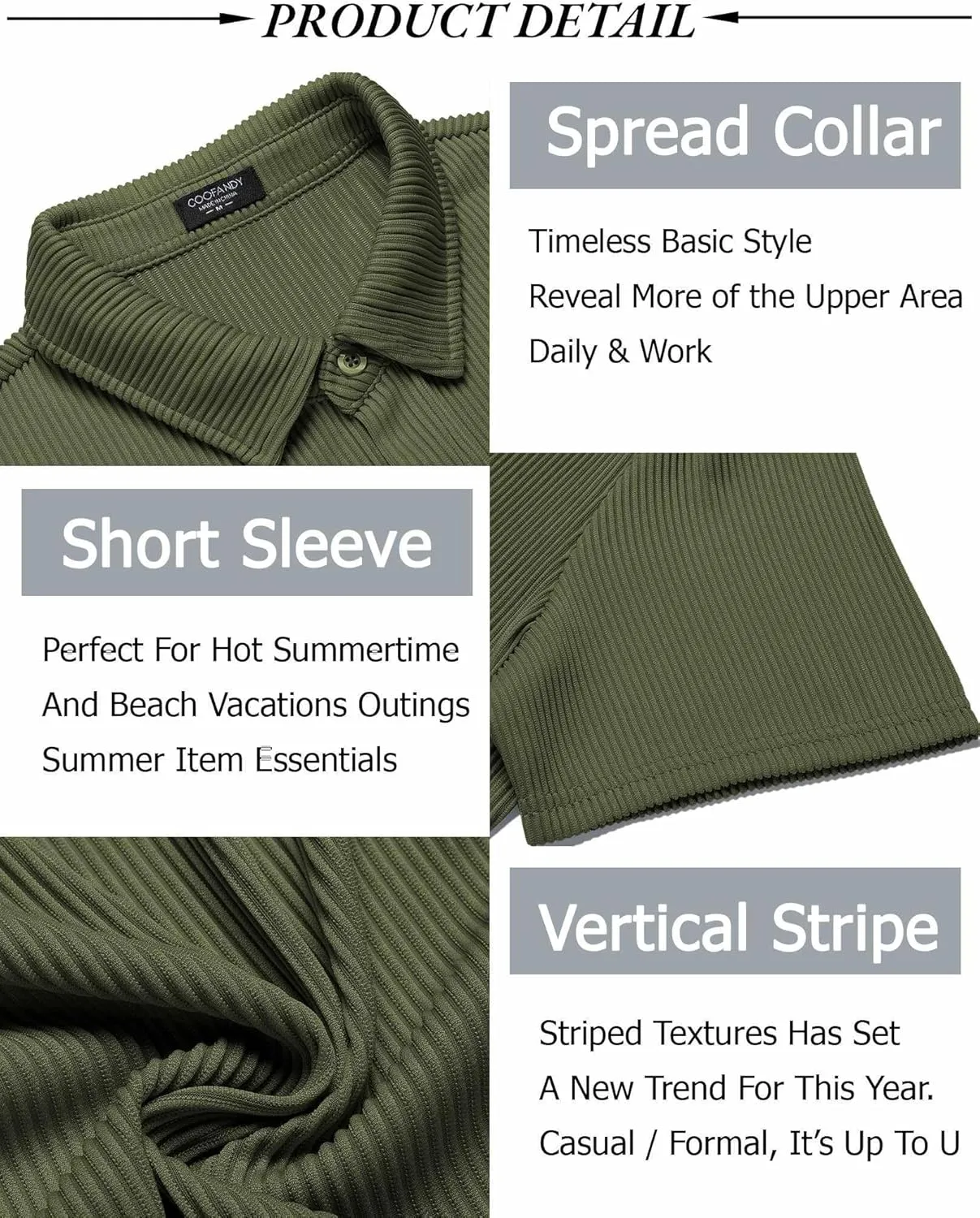 COOFANDY Men's Casual Shirts Short Sleeve Button Down Shirt for Men Wedding Beach Fashion Shirt