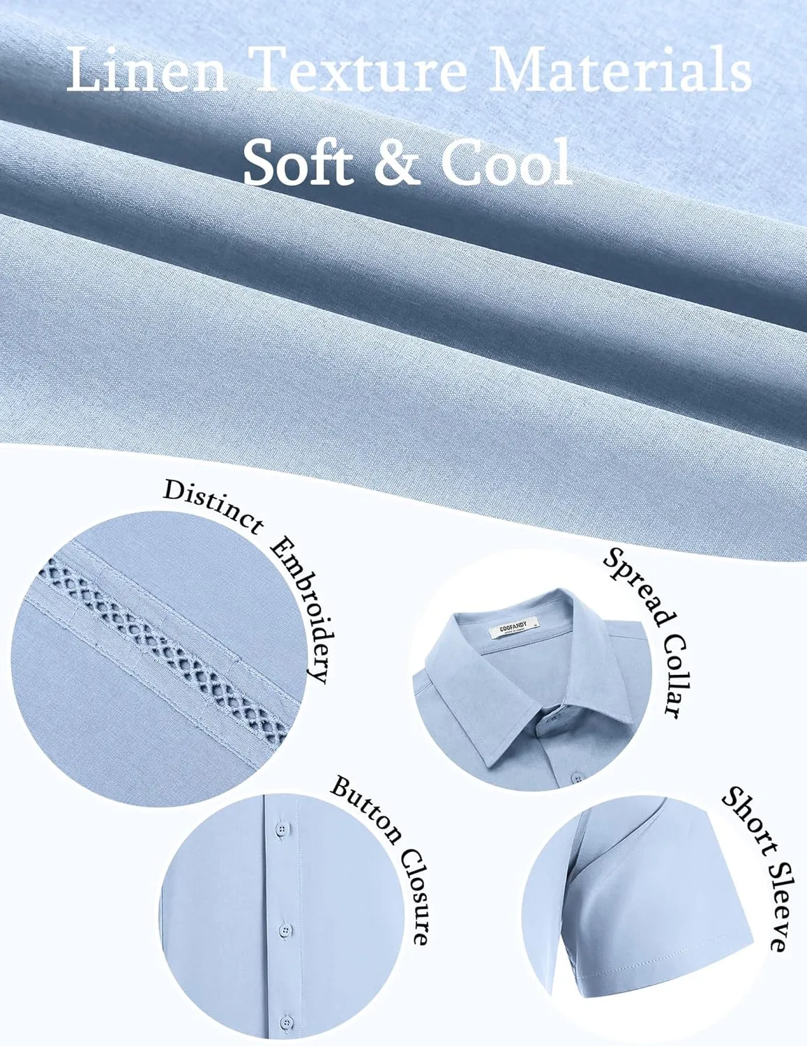 COOFANDY Men's Cuban Guayabera Shirts Casual Short Sleeve Button Down Shirt Summer Beach Vacation Shirt