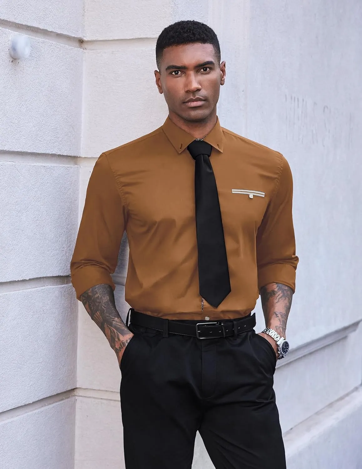 COOFANDY Mens Dress Shirt Long Sleeve Casual Button Down Paisley Shirts Party Wedding Dress Shirt