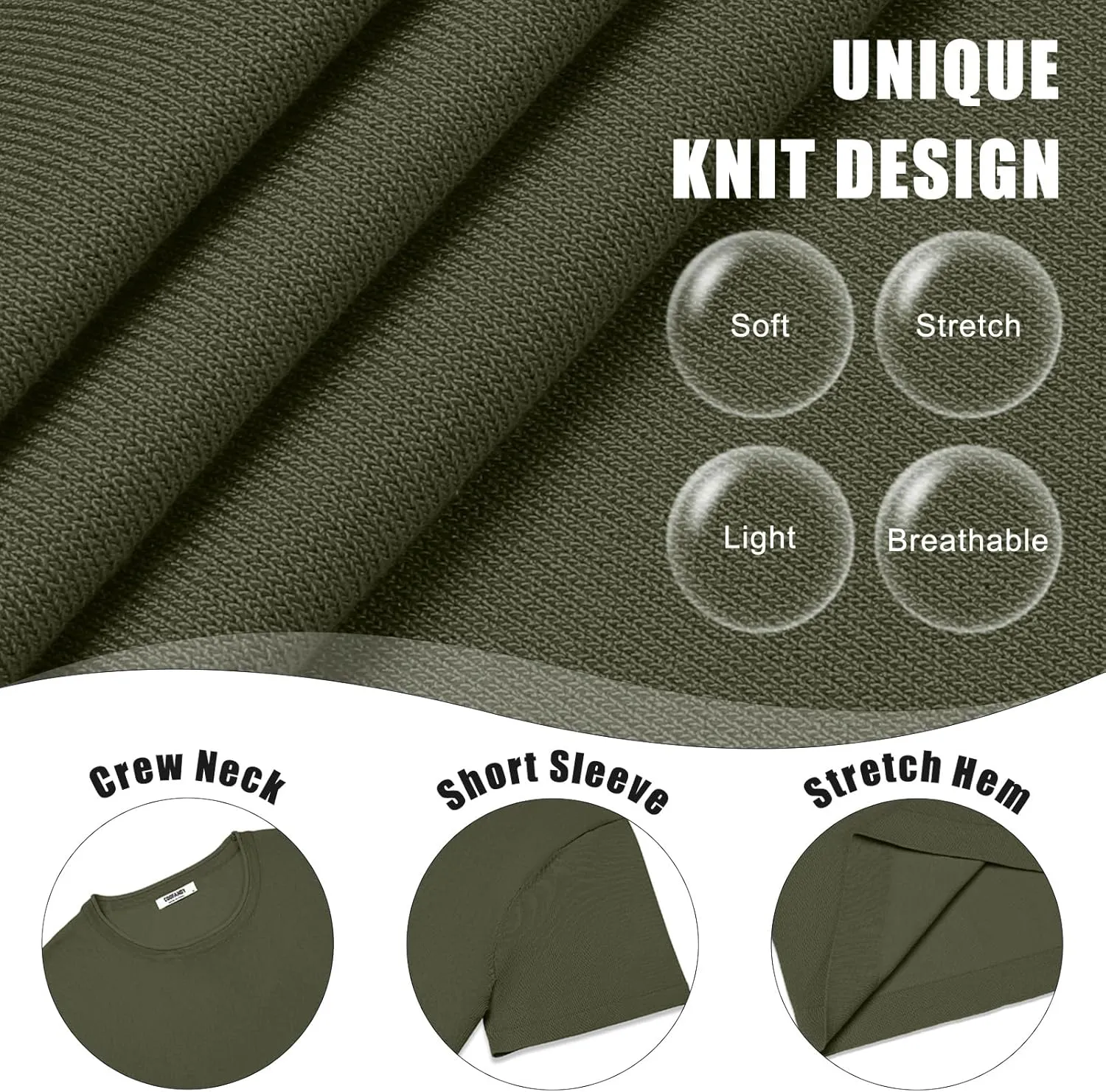 COOFANDY Mens Knit T-Shirts Casual Crewneck Short Sleeve Shirts Summer Tops Basic Pullover Tees