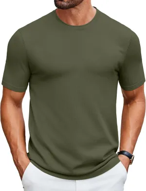 COOFANDY Mens Knit T-Shirts Casual Crewneck Short Sleeve Shirts Summer Tops Basic Pullover Tees