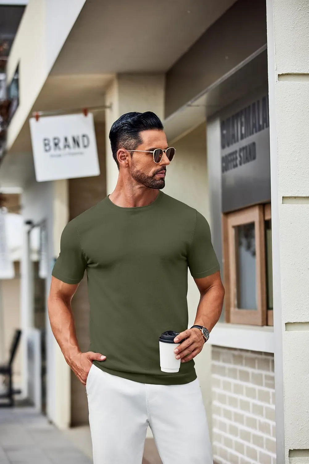 COOFANDY Mens Knit T-Shirts Casual Crewneck Short Sleeve Shirts Summer Tops Basic Pullover Tees