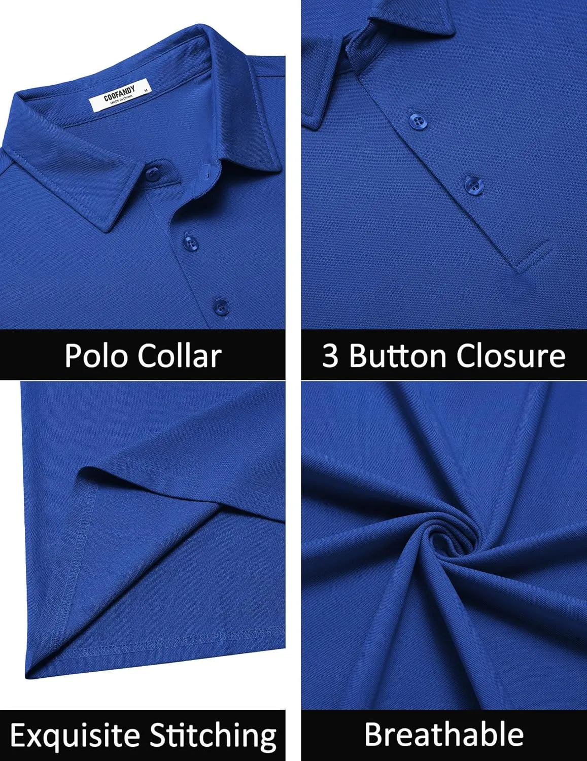 COOFANDY Men's Polo Shirts Short Sleeve Slim Fit Casual Solid Basic Golf Shirt Collared T-Shirt