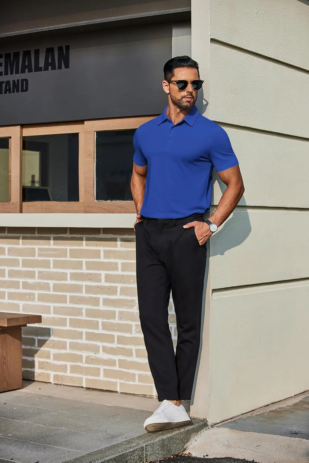 COOFANDY Men's Polo Shirts Short Sleeve Slim Fit Casual Solid Basic Golf Shirt Collared T-Shirt