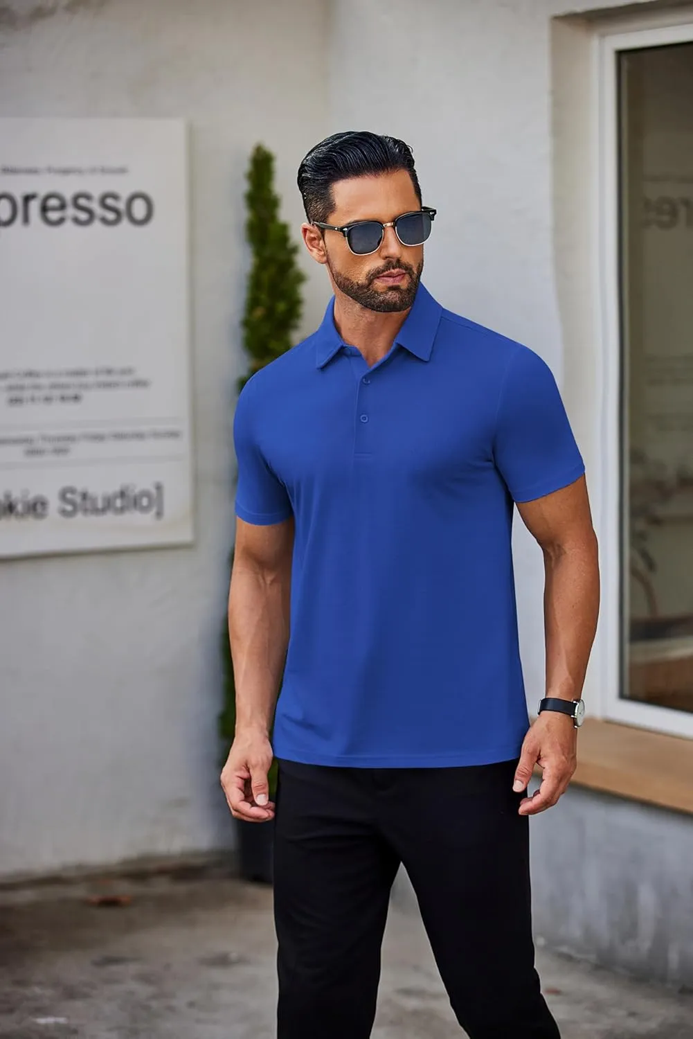 COOFANDY Men's Polo Shirts Short Sleeve Slim Fit Casual Solid Basic Golf Shirt Collared T-Shirt