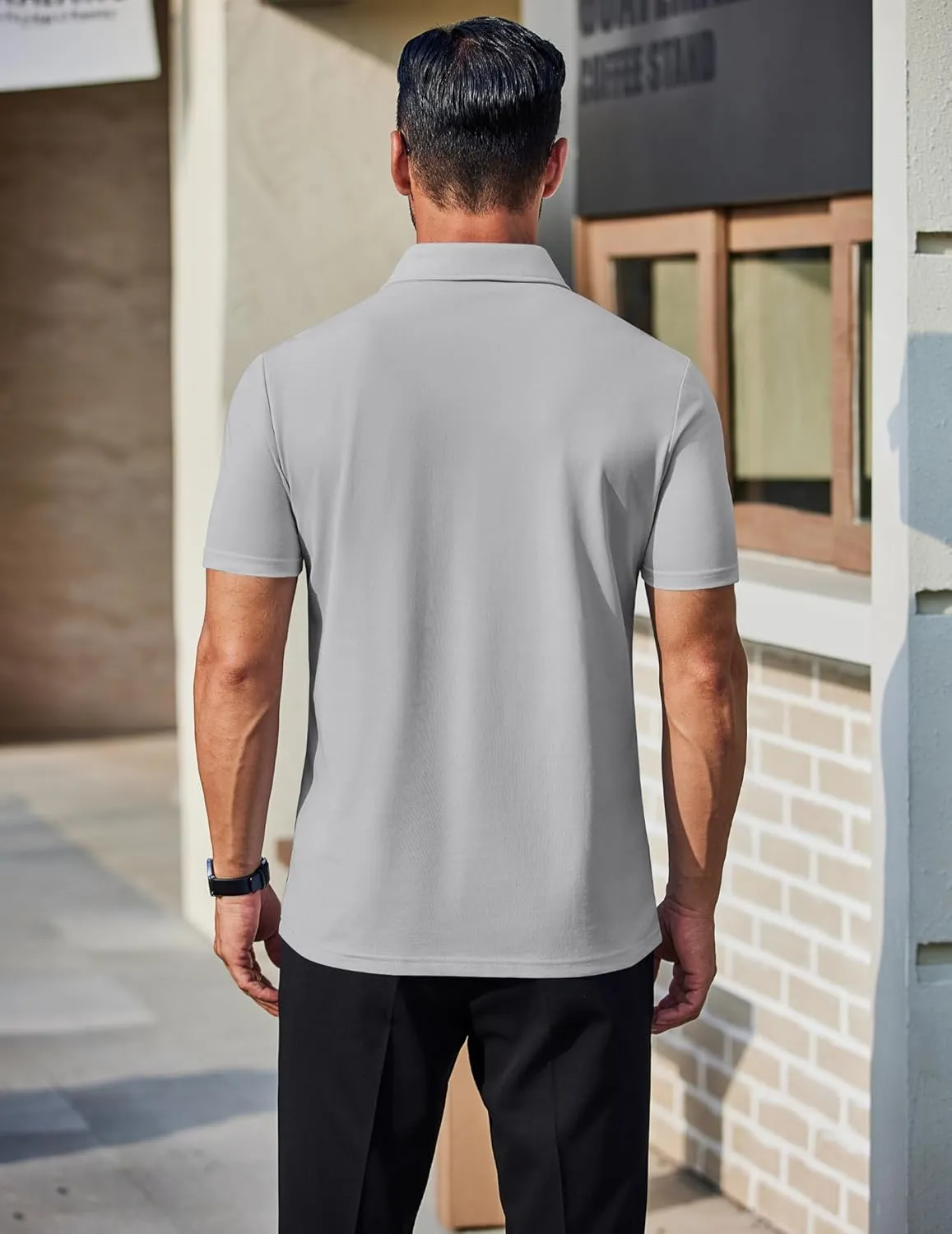 COOFANDY Men's Polo Shirts Short Sleeve Slim Fit Casual Solid Basic Golf Shirt Collared T-Shirt