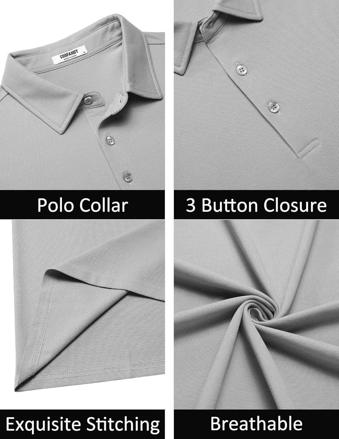 COOFANDY Men's Polo Shirts Short Sleeve Slim Fit Casual Solid Basic Golf Shirt Collared T-Shirt