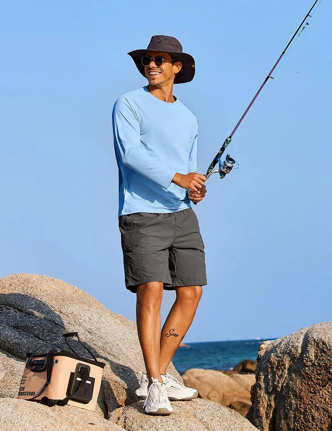 COOFANDY Men's Sun Protection Shirts Long Sleeve Rash Guard Swim T-Shirts Lightweight Quick Dry Fishing Shirts