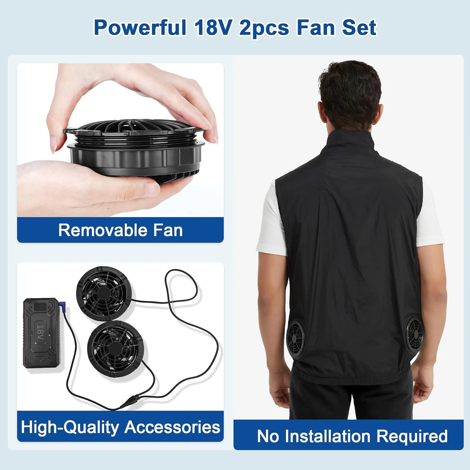 Cooling Vest for Men Women with 20000mAh Battery, 2pcs Fan 18V Electric Air Conditioned Vest for Hot Weather Outdoor