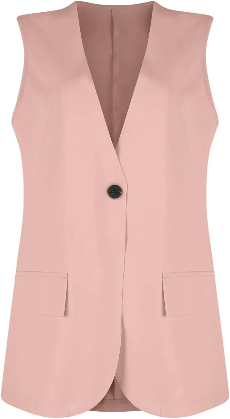 COTECRAM 2024 Vest Tops for Women Trendy Summer Sleeveless Blazer Jackets Button Casual Open Front Waistcoat Dressy Suit Vest