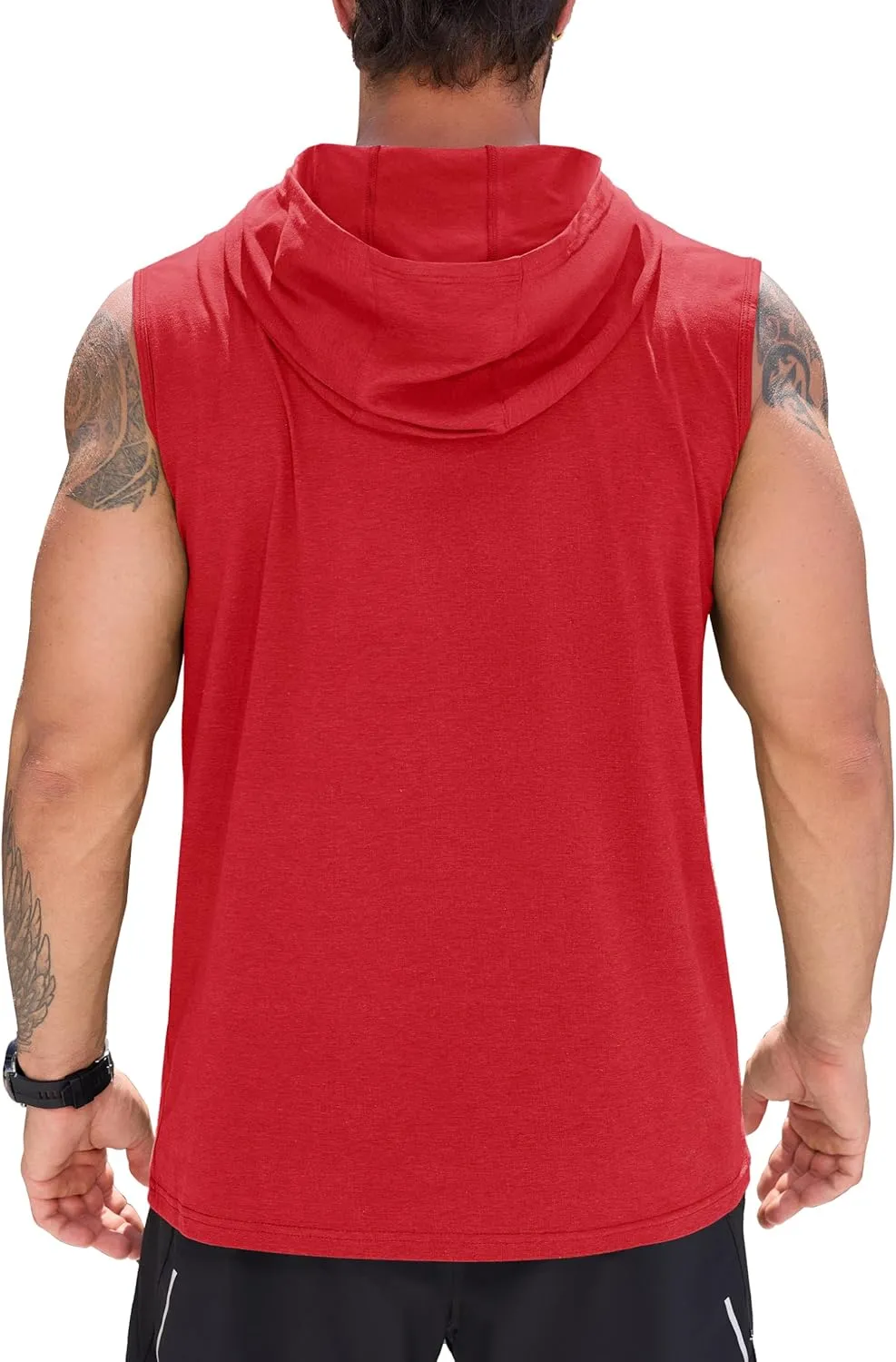 Cotrasen Men's UPF 50  Cotton Hooded Tank Top Sleeveless Hoodie Lightweight Casual Gym Workout Shirt Cooling Muscle Tee Shirt