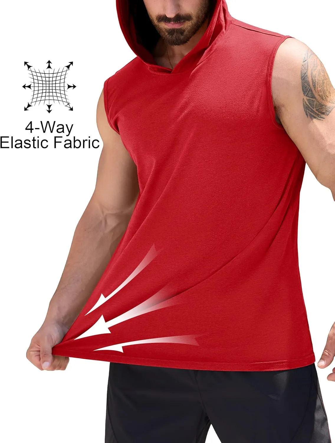 Cotrasen Men's UPF 50  Cotton Hooded Tank Top Sleeveless Hoodie Lightweight Casual Gym Workout Shirt Cooling Muscle Tee Shirt