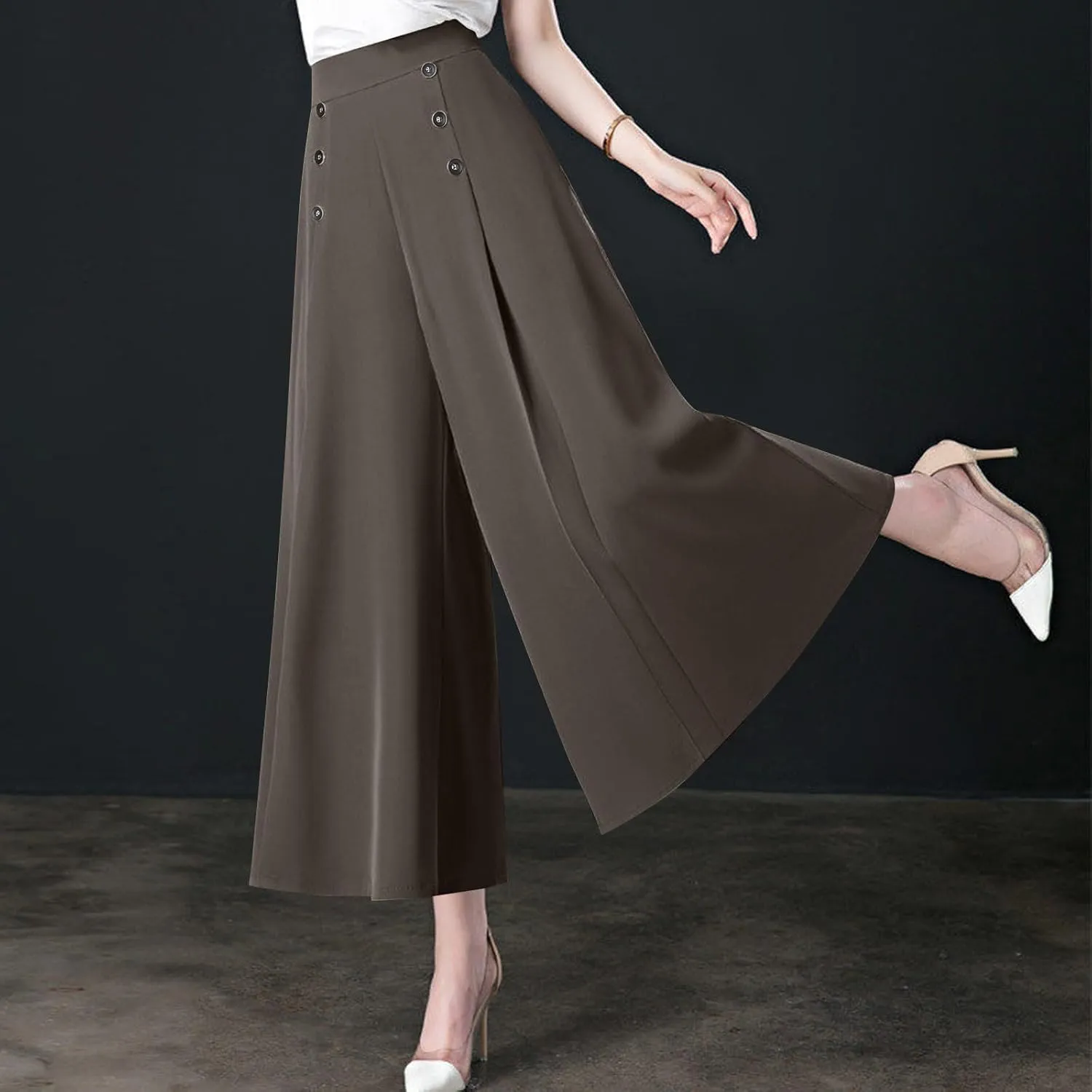 Culottes for Women Summer Dress Pants 2024 Work High Waist Business Casual Wide Leg Long Palazzo Pants Regular Size