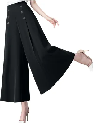 Culottes for Women Summer Dress Pants 2024 Work High Waist Business Casual Wide Leg Long Palazzo Pants Regular Size