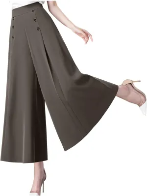 Culottes for Women Summer Dress Pants 2024 Work High Waist Business Casual Wide Leg Long Palazzo Pants Regular Size