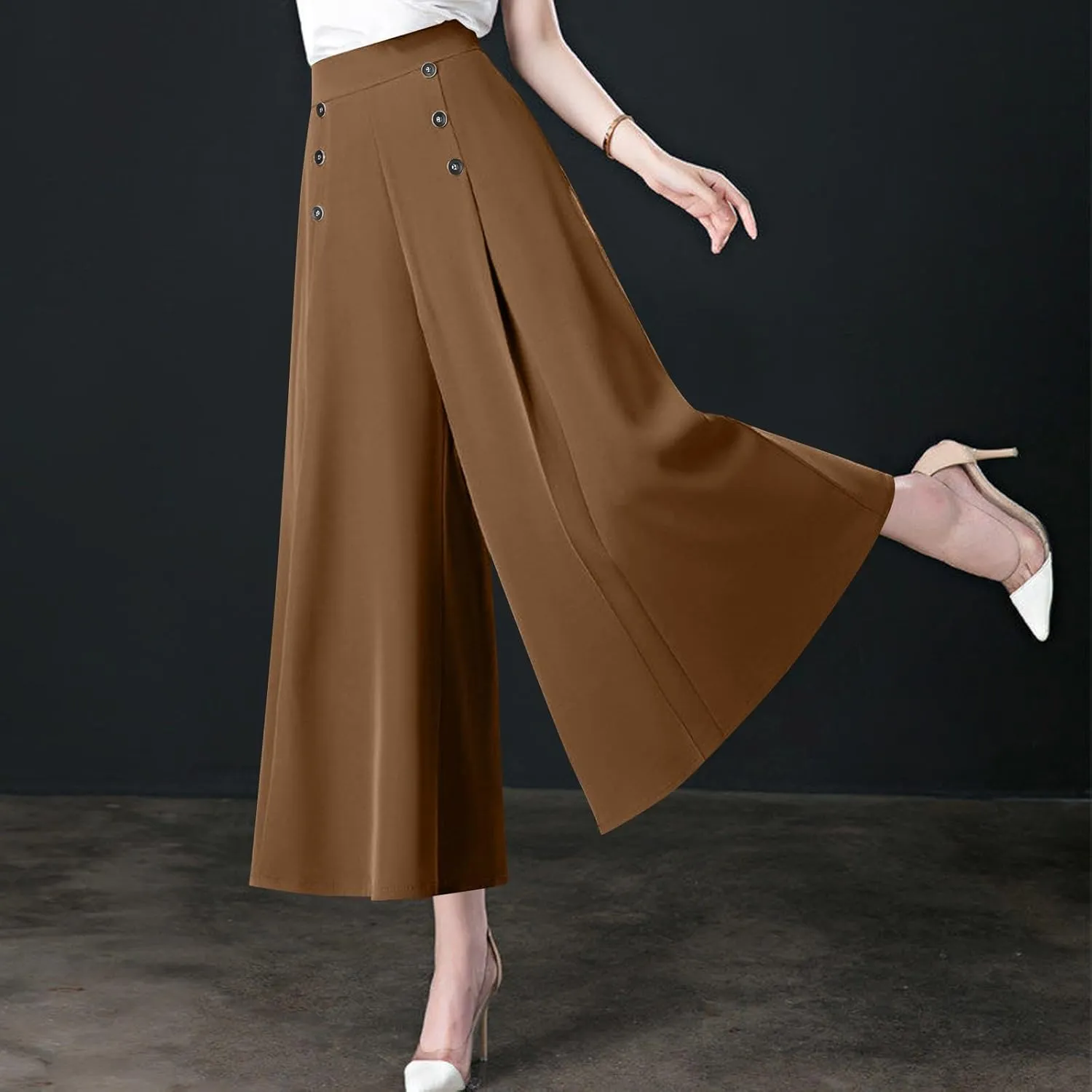 Culottes for Women Summer Dress Pants 2024 Work High Waist Business Casual Wide Leg Long Palazzo Pants Regular Size