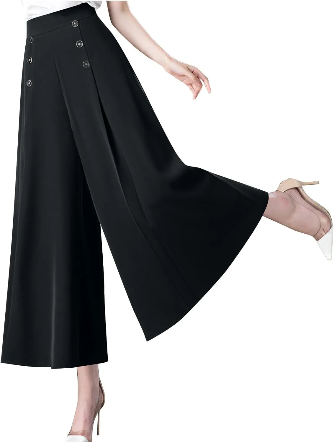 Culottes for Women Summer Dress Pants 2024 Work High Waist Business Casual Wide Leg Long Palazzo Pants Regular Size