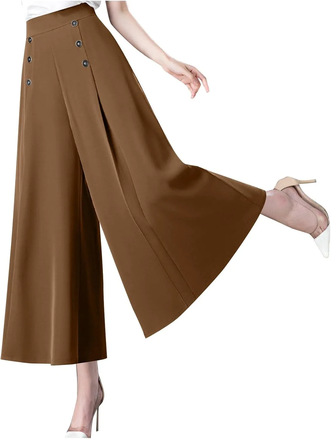 Culottes for Women Summer Dress Pants 2024 Work High Waist Business Casual Wide Leg Long Palazzo Pants Regular Size