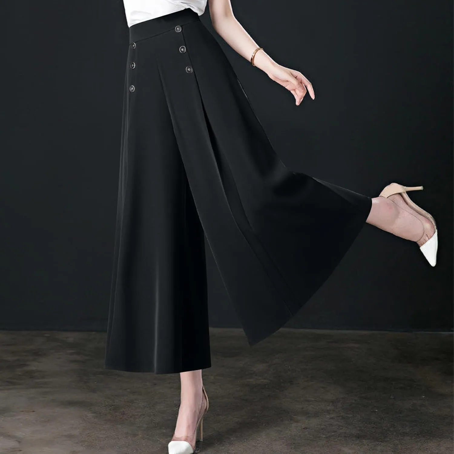 Culottes for Women Summer Dress Pants 2024 Work High Waist Business Casual Wide Leg Long Palazzo Pants Regular Size