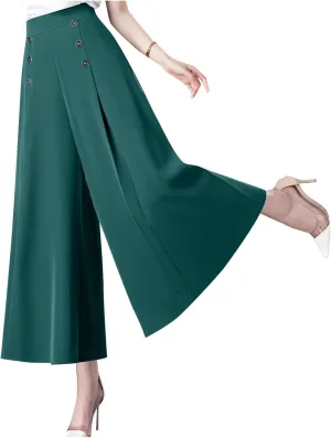 Culottes for Women Summer Dress Pants 2024 Work High Waist Business Casual Wide Leg Long Palazzo Pants Regular Size