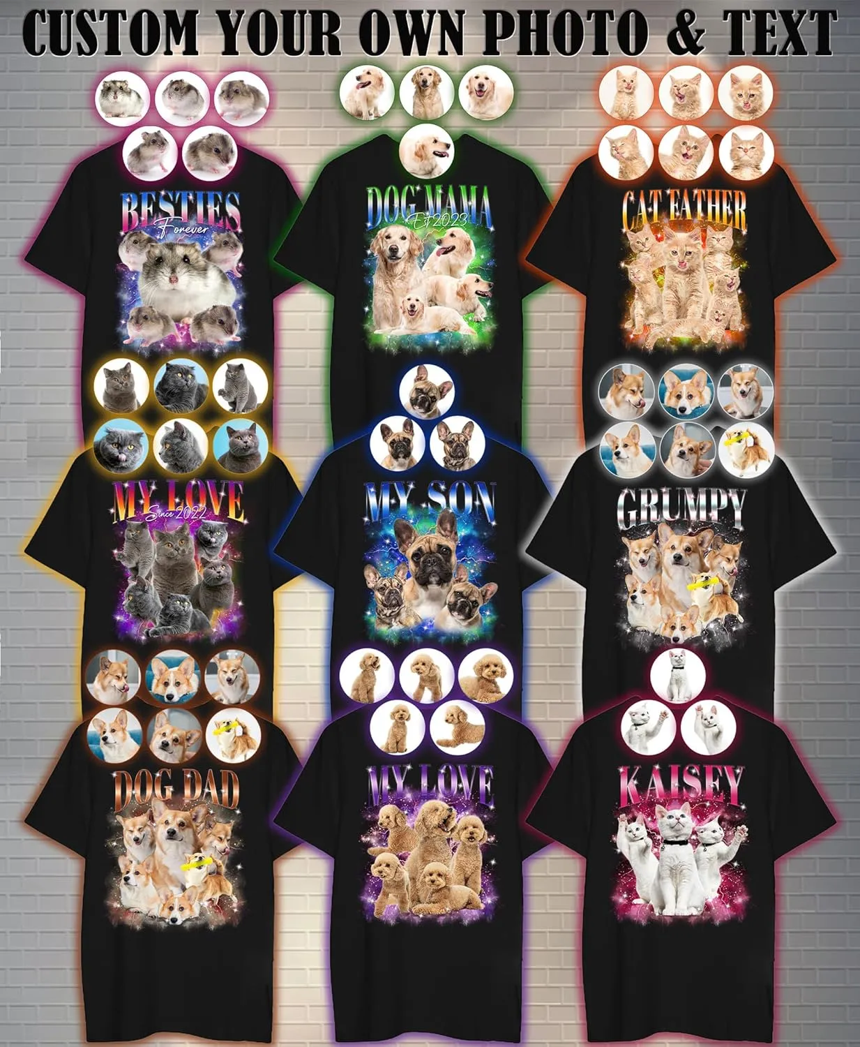 Custom Photo Bootleg Rap Shirt with Girlfriend's Face for Boyfriend - Vintage Graphic Shirt for Men