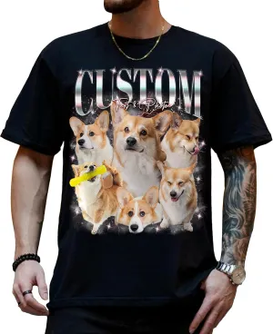 Custom Photo Bootleg Rap Shirt with Girlfriend's Face for Boyfriend - Vintage Graphic Shirt for Men