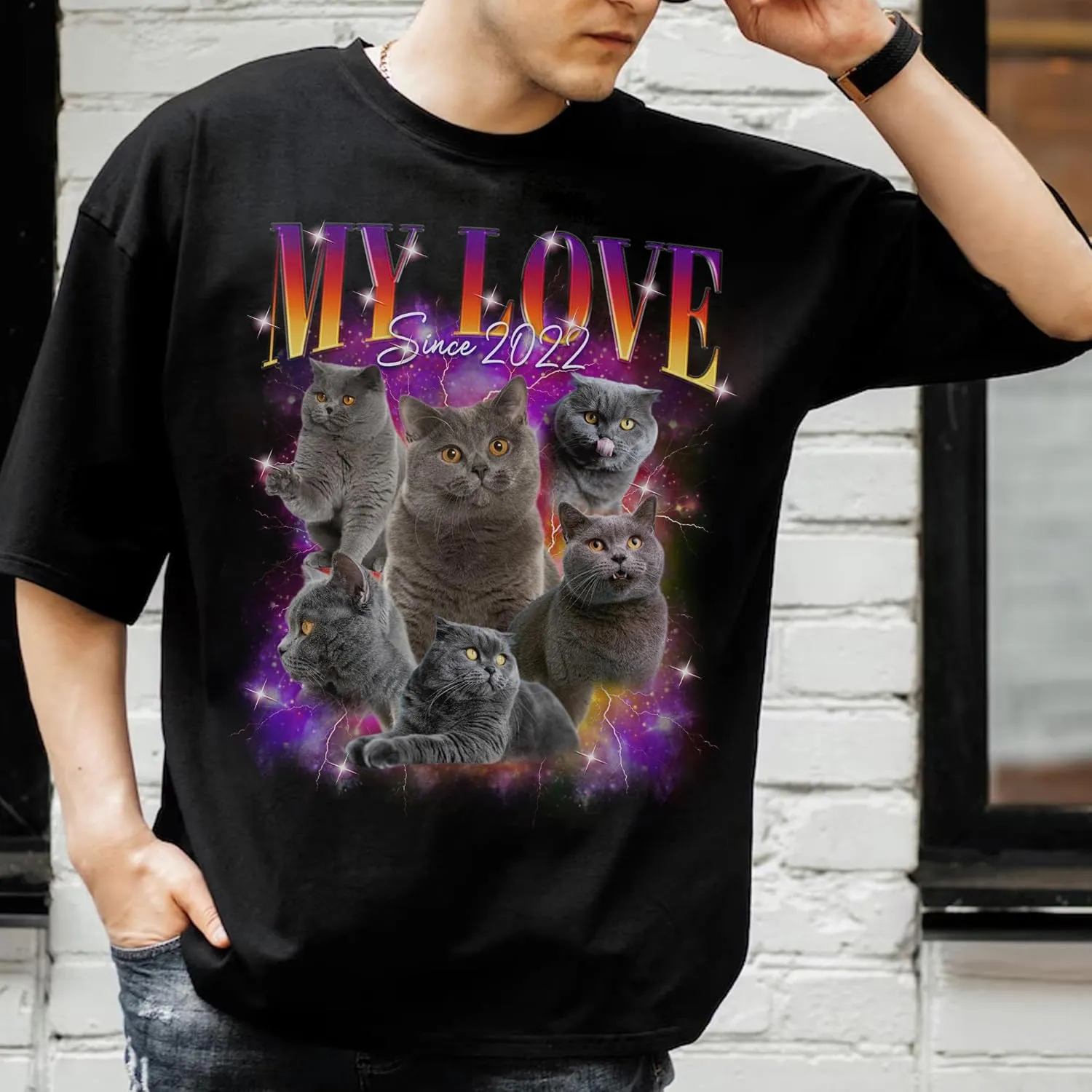 Custom Photo Bootleg Rap Shirt with Girlfriend's Face for Boyfriend - Vintage Graphic Shirt for Men