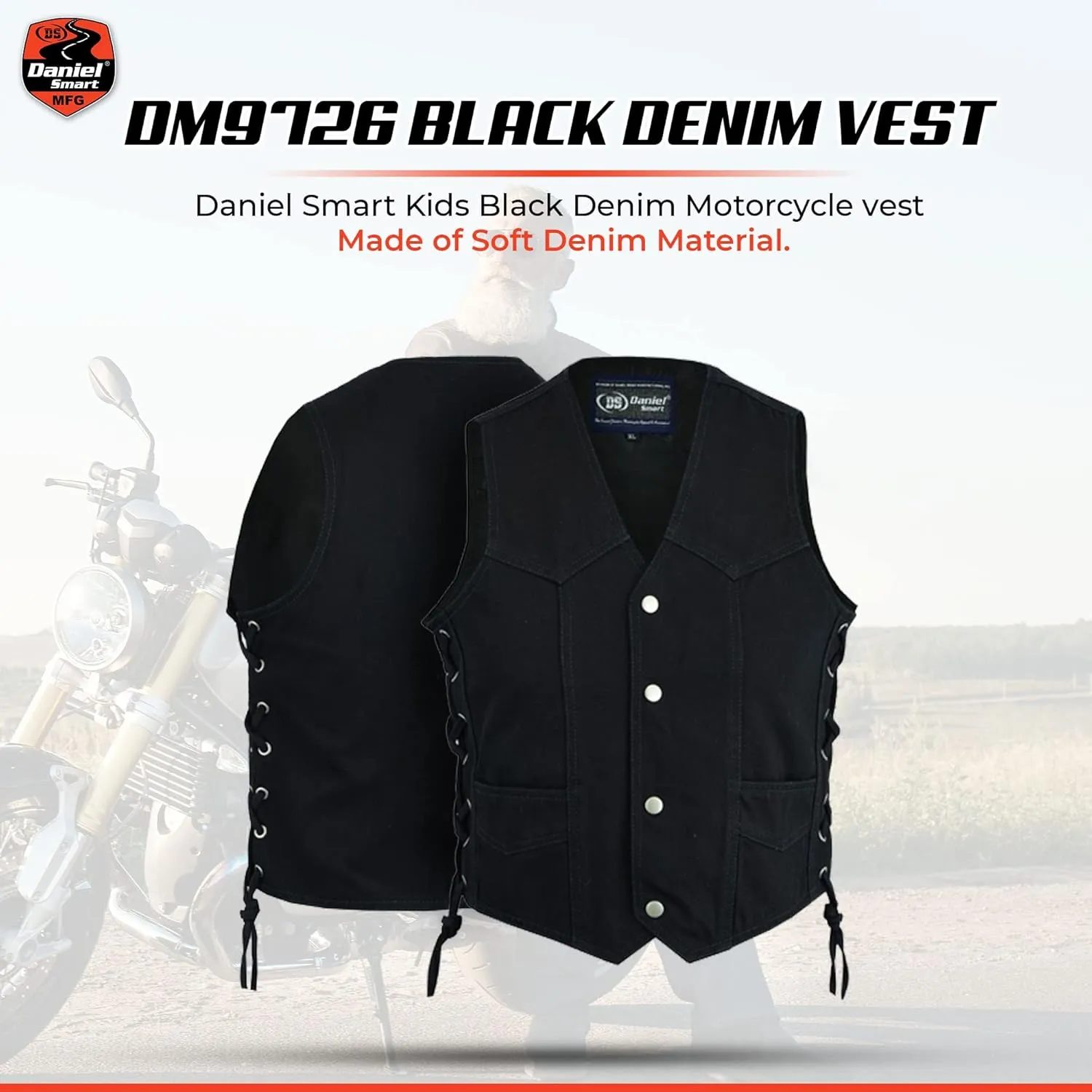 Daniel Smart Kids Jean Vest Premium Quality Denim Vest Kids with Unique V Neck Design and Multiple Pockets