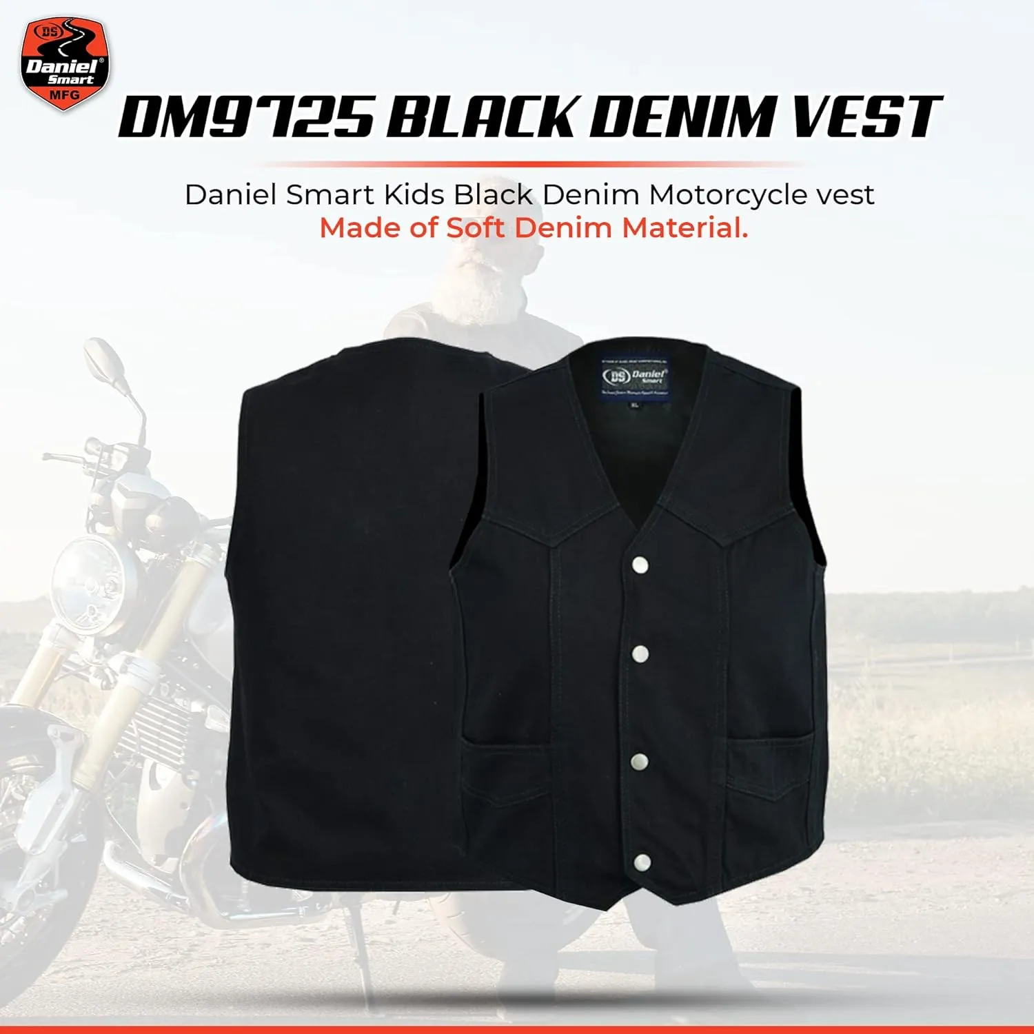 Daniel Smart Kids Jean Vest Premium Quality Denim Vest Kids with Unique V Neck Design and Multiple Pockets