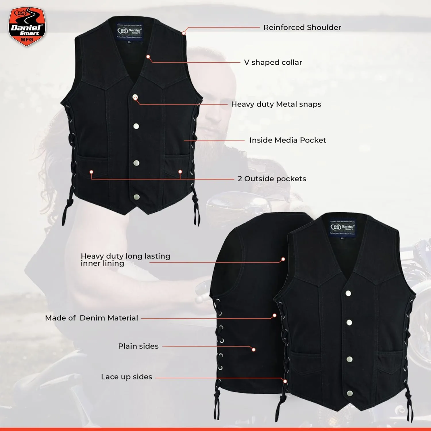 Daniel Smart Kids Jean Vest Premium Quality Denim Vest Kids with Unique V Neck Design and Multiple Pockets