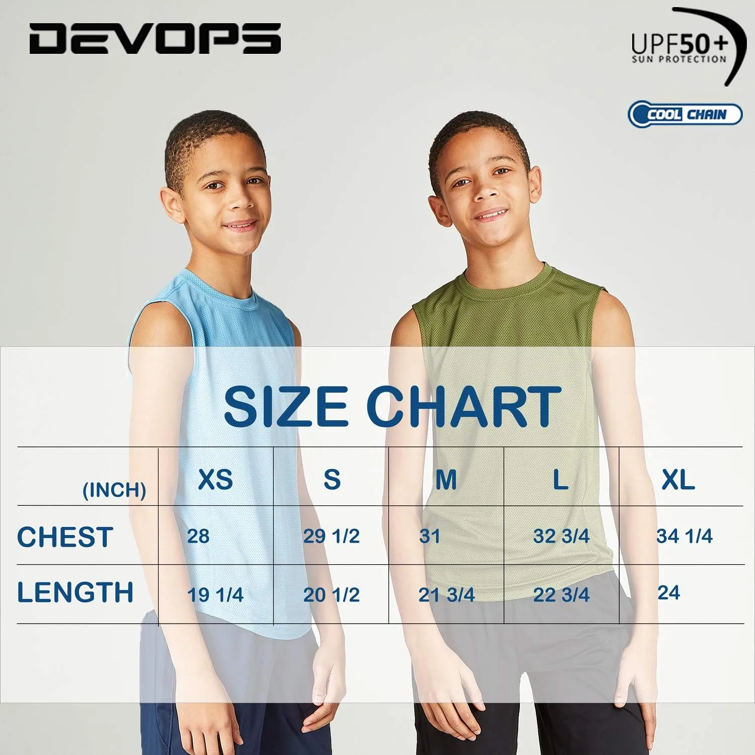 DEVOPS 2 Pack Boys Cool Dry-Fit Workout Tank Top Sleeveless