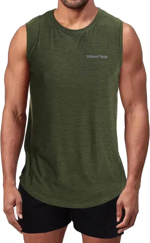 Different Touch Mens Active Gym Workout Sleeveless Shirt Quick Dry Crew Neck Muscle Tank Top