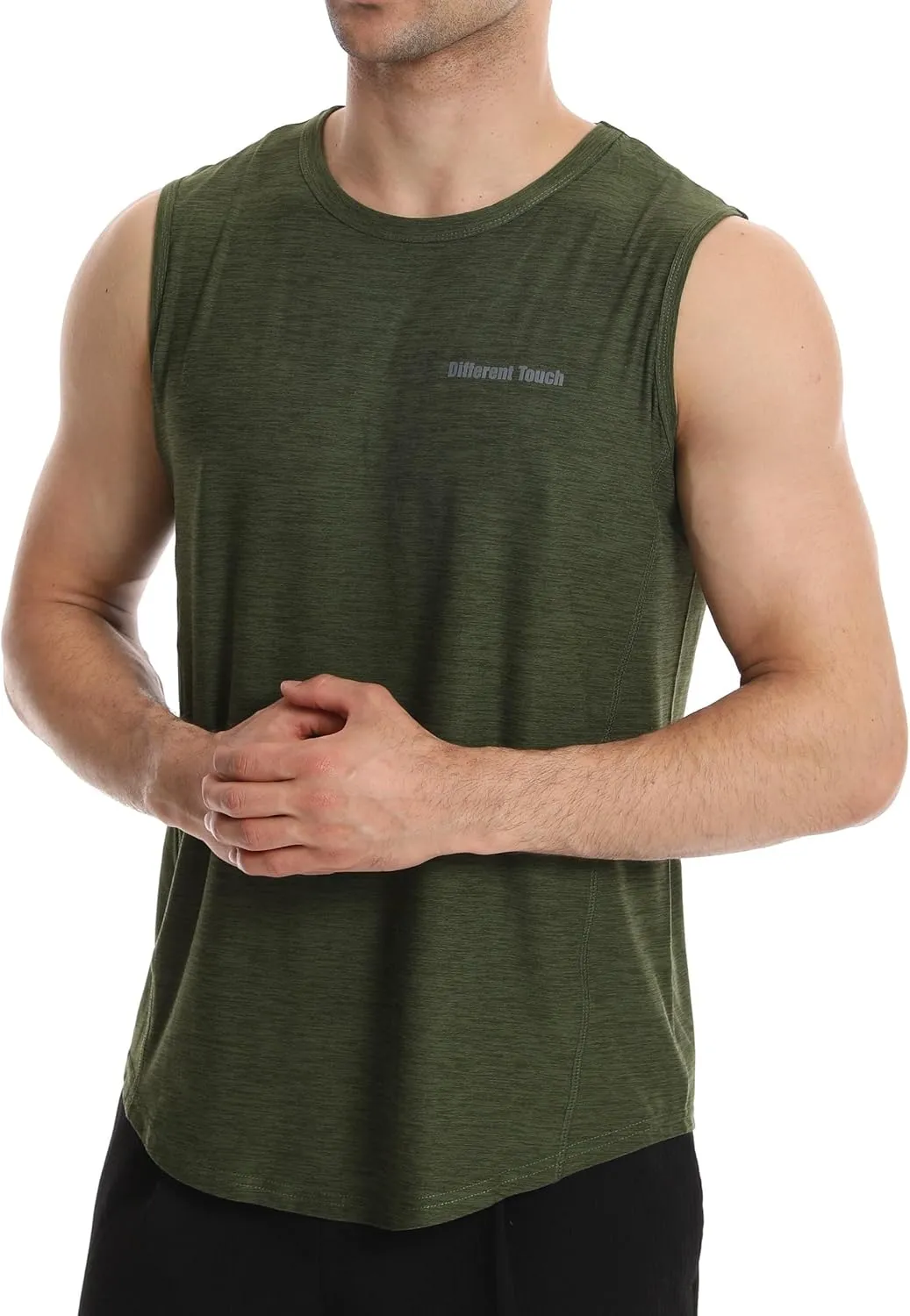 Different Touch Mens Active Gym Workout Sleeveless Shirt Quick Dry Crew Neck Muscle Tank Top