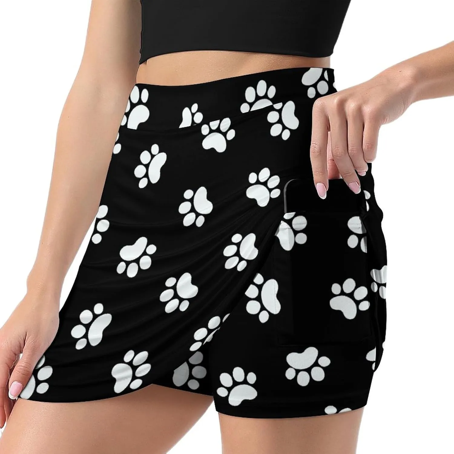 Dog Cat Animal Paws Short Skirt Women Shorts Skorts Tenis Skirt High Waisted Stretchy Skorts Athletic Pockets