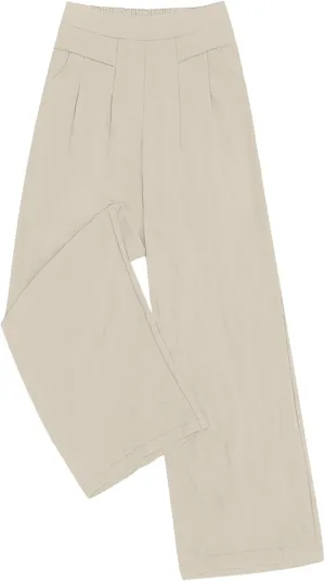 DouBCQ Women's Culottes Wide Leg Pants Elastic Waist Trousers Casual Palazzo Pants with Pockets