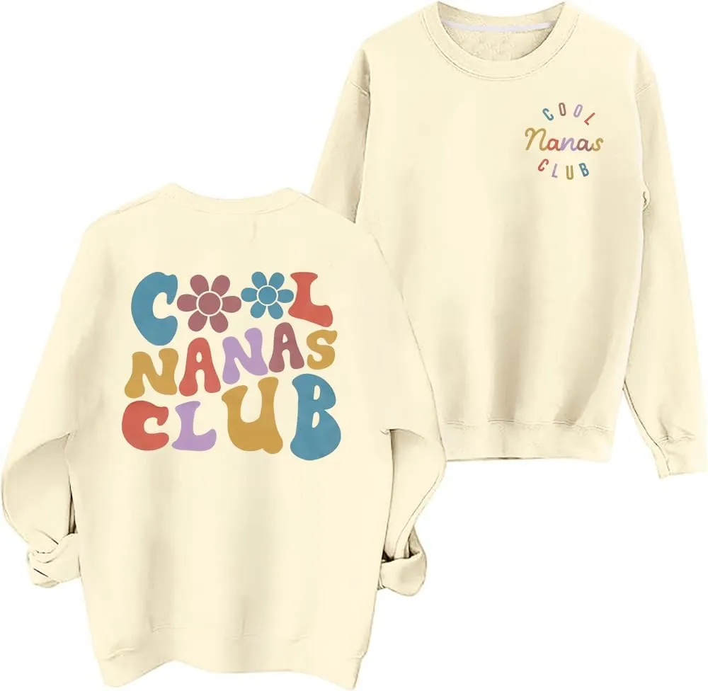 EGELEXY Grandma Sweatshirt Cool Nana Shirt Women Nana Club Shirts Blessed Nana Pullover Shirt Nana Long Sleeve Tops