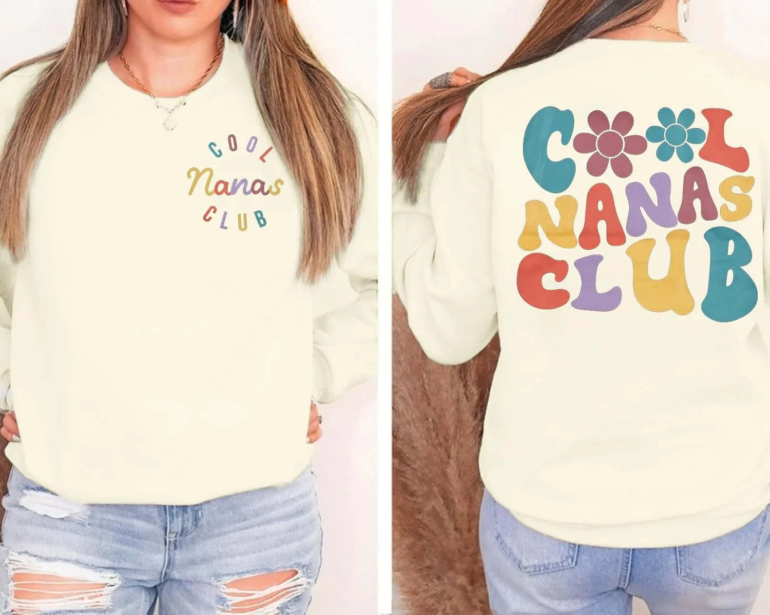 EGELEXY Grandma Sweatshirt Cool Nana Shirt Women Nana Club Shirts Blessed Nana Pullover Shirt Nana Long Sleeve Tops
