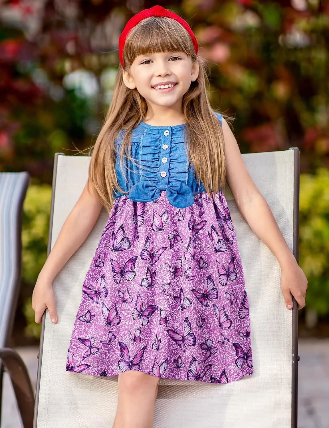 Enlifety 2-8T Little Girls Dress Sleeveless Denim Top Summer Dresses Cowgirl Outfits
