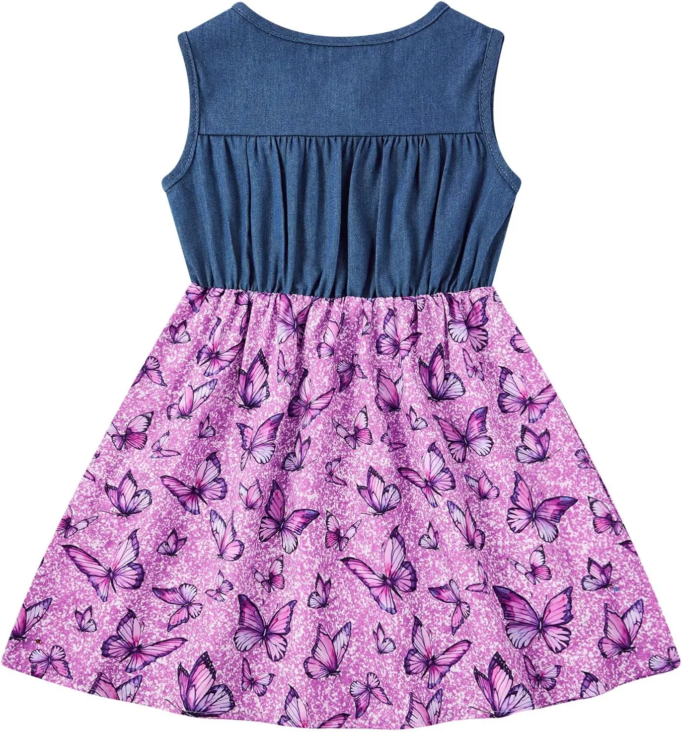 Enlifety 2-8T Little Girls Dress Sleeveless Denim Top Summer Dresses Cowgirl Outfits