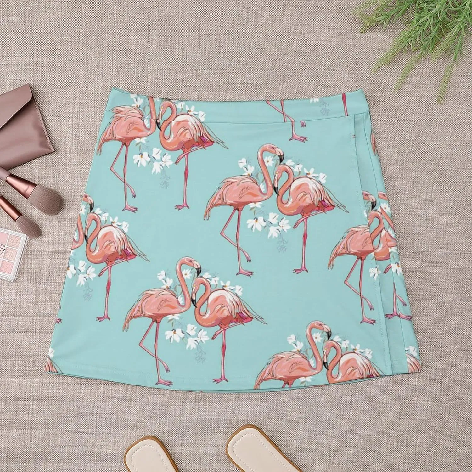 Flamingo Short Skirt Culottes Woman Athletic Skorts Golf Skirts Tennis Skirts High Waist Breathable Exercise Skort