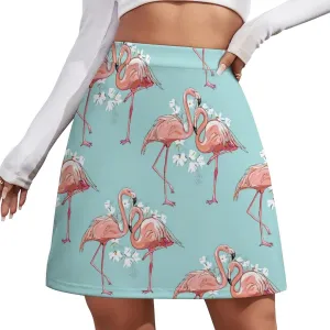 Flamingo Short Skirt Culottes Woman Athletic Skorts Golf Skirts Tennis Skirts High Waist Breathable Exercise Skort