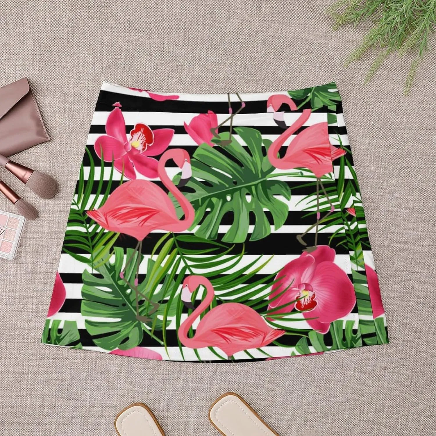 Flamingo Short Skirt Culottes Woman Athletic Skorts Golf Skirts Tennis Skirts High Waist Breathable Exercise Skort