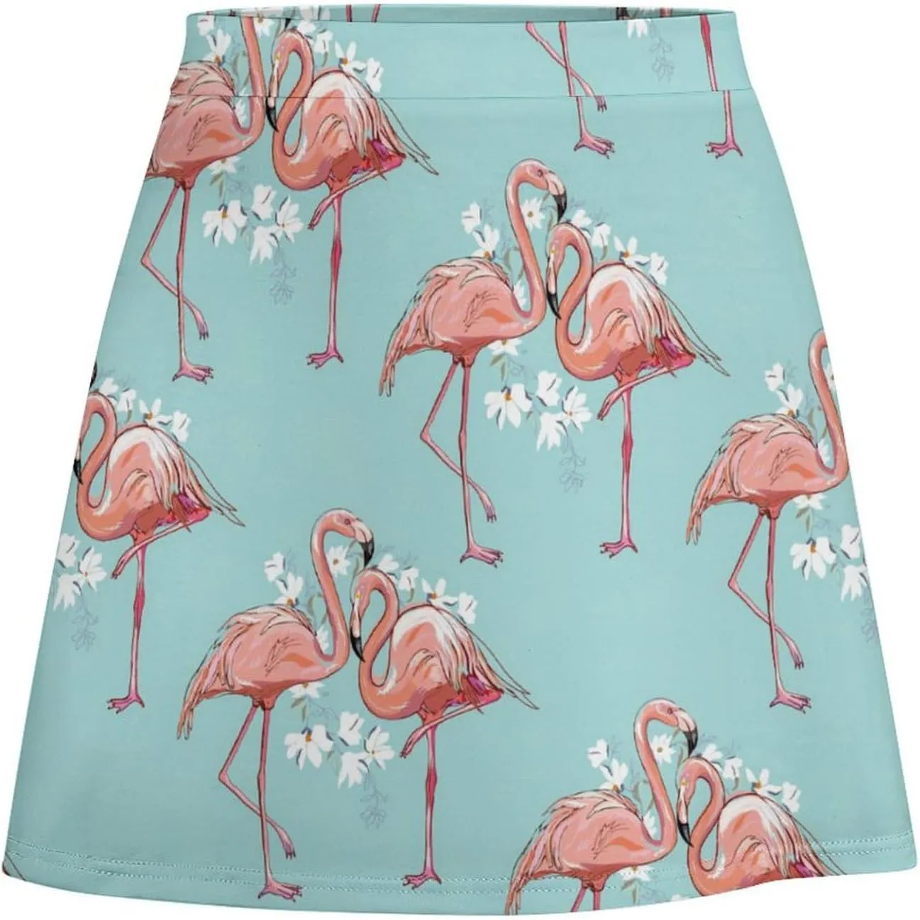 Flamingo Short Skirt Culottes Woman Athletic Skorts Golf Skirts Tennis Skirts High Waist Breathable Exercise Skort