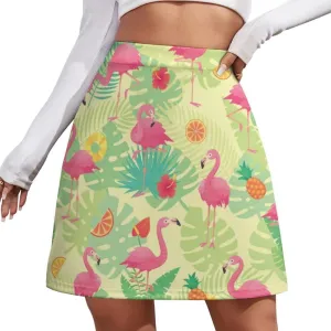 Flamingo Short Skirt Culottes Woman Athletic Skorts Golf Skirts Tennis Skirts High Waist Breathable Exercise Skort