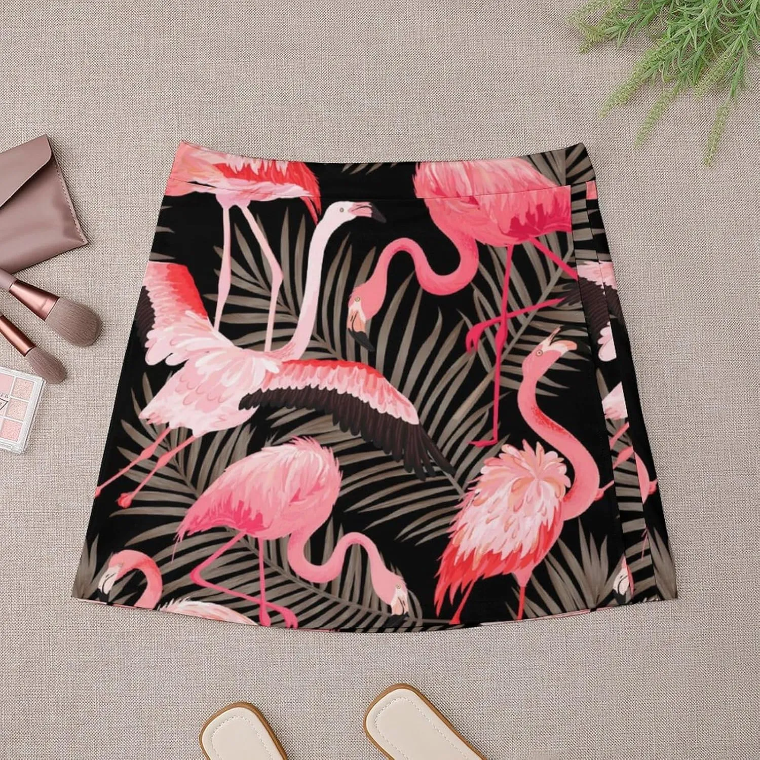 Flamingo Short Skirt Culottes Woman Athletic Skorts Golf Skirts Tennis Skirts High Waist Breathable Exercise Skort