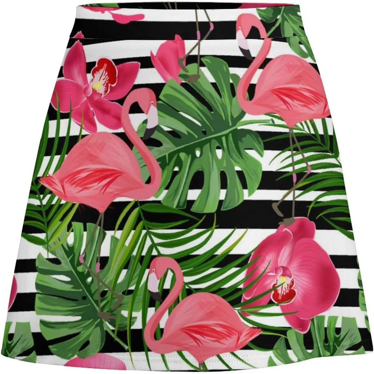 Flamingo Short Skirt Culottes Woman Athletic Skorts Golf Skirts Tennis Skirts High Waist Breathable Exercise Skort