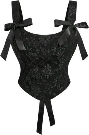 Floerns Women's Plus Size Cute Bowknot Tank Top Floral Jacquard Sleeveless Camisole