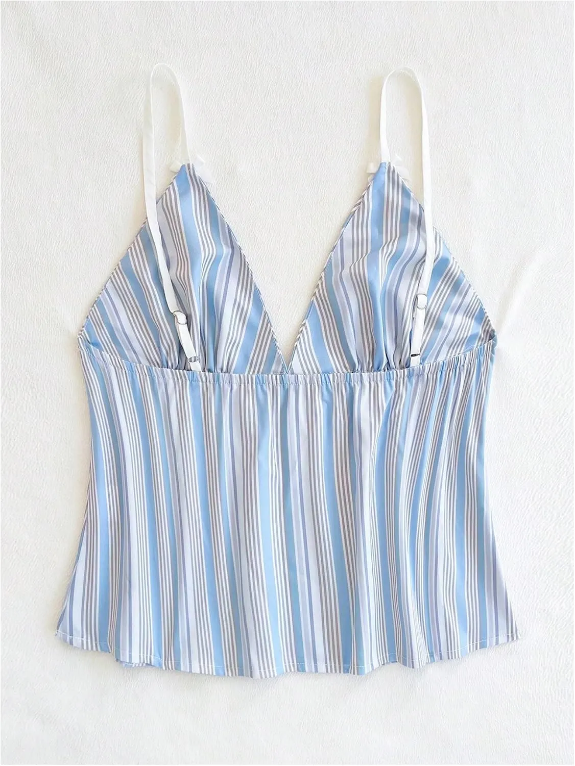 Floerns Women's Striped Print Sleeveless Cami Top Cute V Neck Bowknot Camisole