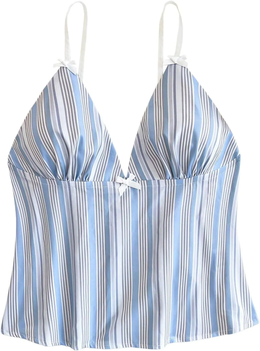 Floerns Women's Striped Print Sleeveless Cami Top Cute V Neck Bowknot Camisole